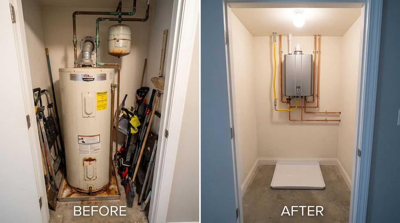 Tank water heater versus wall-mounted tankless unit comparison for Berwick, PA homeowners